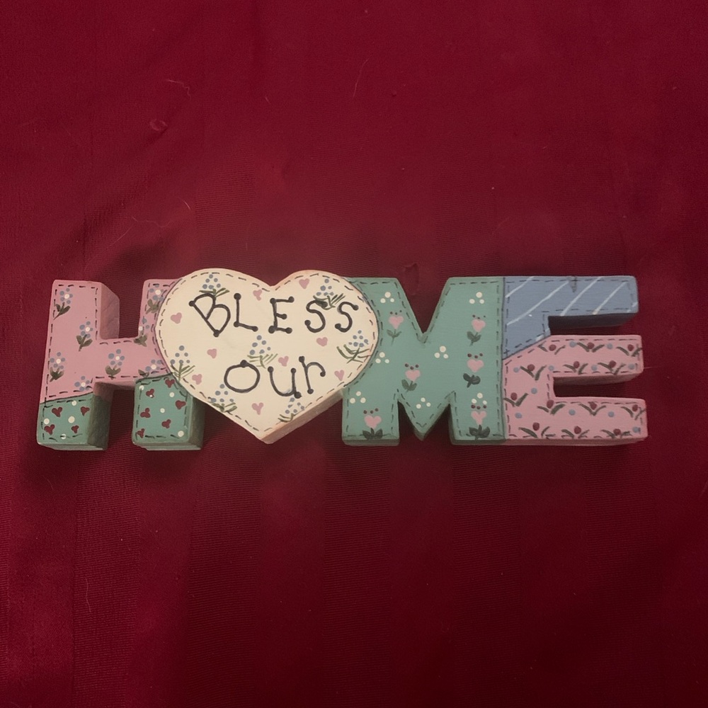 Decorative 'Bless Our Home' Sign